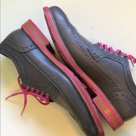 Cole Haan Grey/Fuschia Brogue Wingtip Dress Shoes - Picture 5 of 5